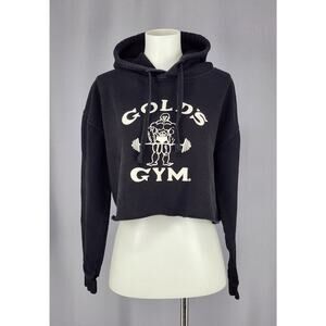 Golds Gym Hoodie Black Crop Size XS Athletic Train Retro Athleasure